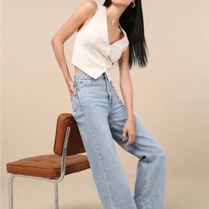 Levis Ribcage Light Wash Wide-Leg Denim Jeans